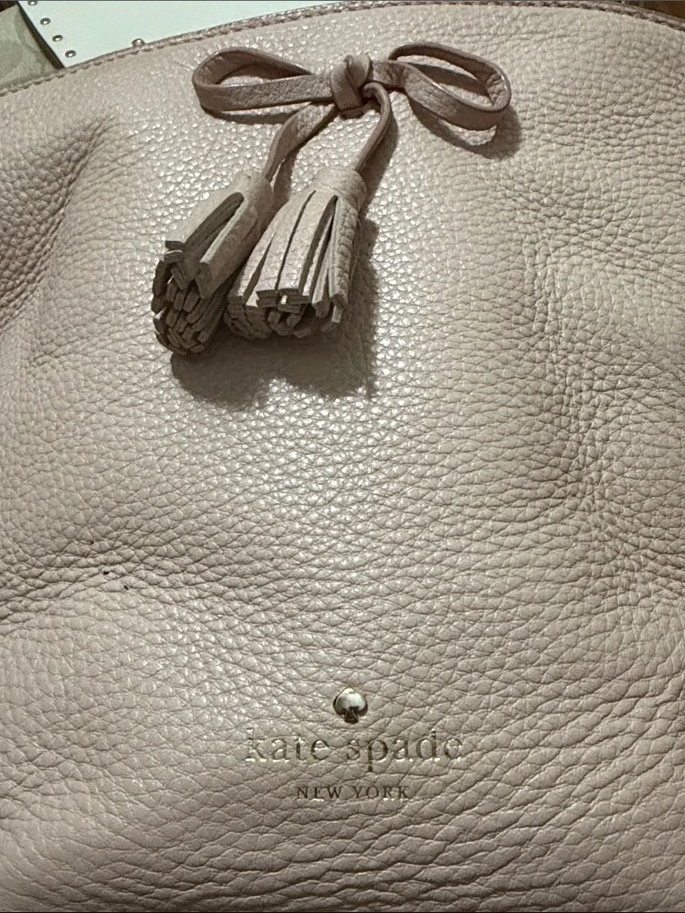 kate spade Pebbled Leather Tassel Crossbody Bag in Pale Pink